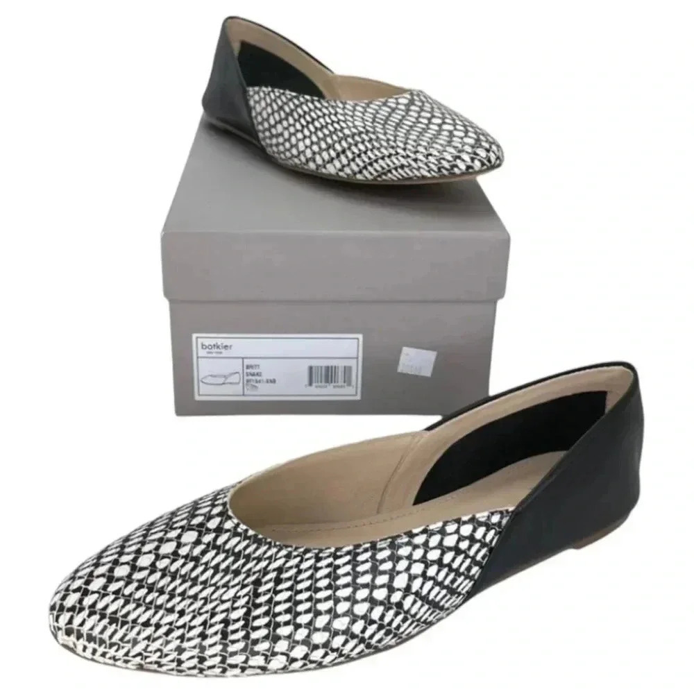 Botkier Britt Womens Flats 5M Leather Snake Print Slip On